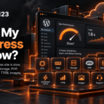Why is my WordPress site slow infographic by Hosting123 showing CPU, RAM, storage, PHP, database, LiteSpeed Cache, TTFB, images, and support as key performance factors.